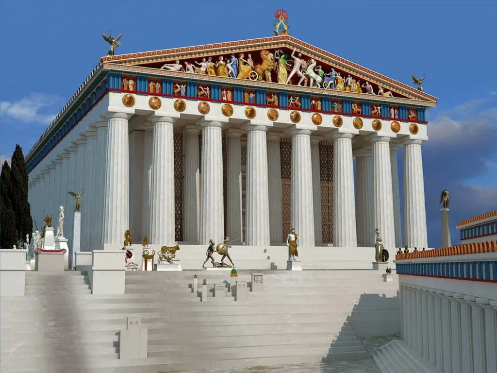 Beyond White Marble: The Vibrant Truth of Ancient Greek & Roman Statues - Artists impression of the Parthenon as it was in 432 BC - Freebible Images